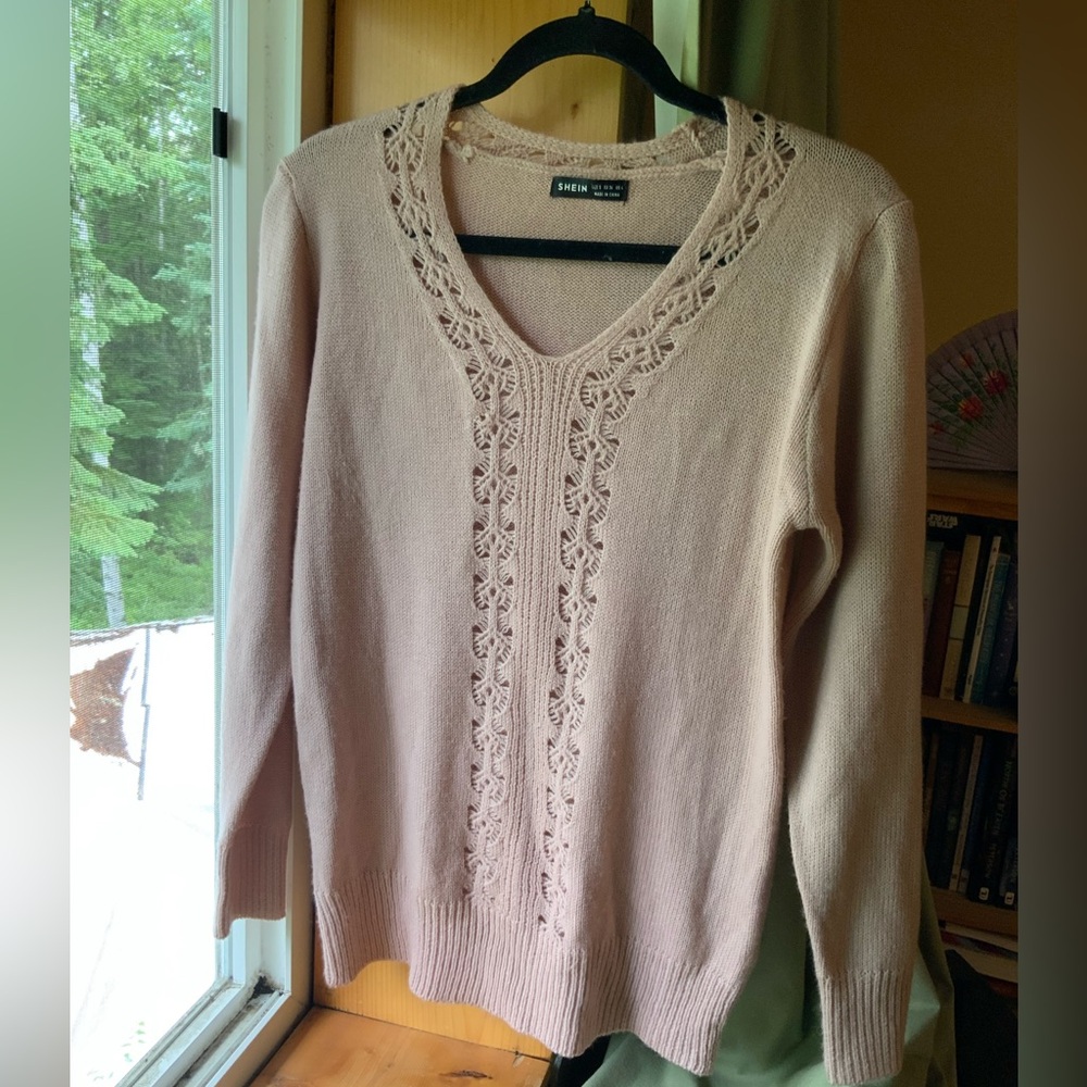 Dusty pink crochet sweater